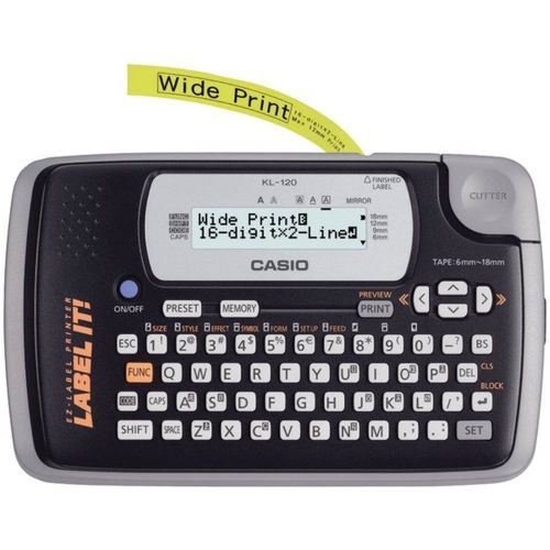Casio kl120l label printer 16-digit 2-line usb interface w/integrated keyboard for sale