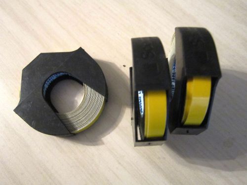 3/8&#034; SCOTCH AND DYMO LABELING TAPE - YELLOW - LOT OF 3 ROLLS