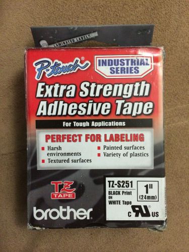 TZe-S251 Brother P-Touch Tape 1&#034; Black on White Extra Strength Laminate