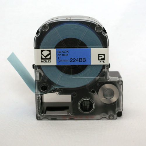 K-Sun 224BB Black on Blue LabelShop Tape 1&#034; KSun 24mm