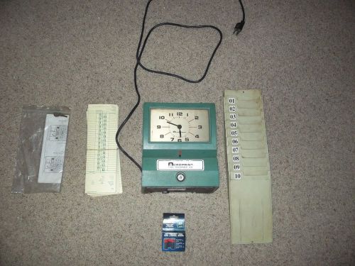 Acroprint 125NR4 Retro Green Time Clock Recorder~With Key &amp; New Ribbon ,Cards
