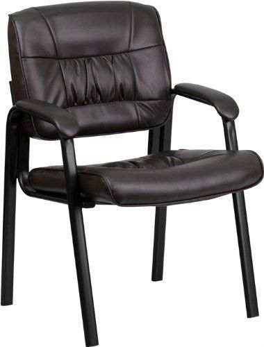 Flash Furniture Black Leather Guest - Reception Chair with Black Frame Finish