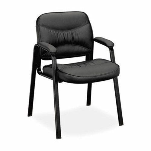 Basyx VL640 Series Leather Guest Leg Base Chair, Black (BSXVL643ST11)