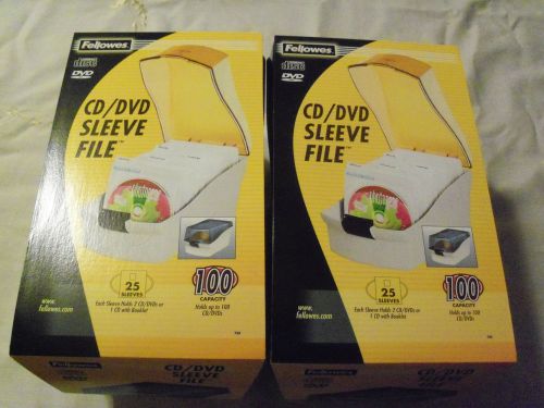 LOT OF TWO (2) Fellowes CD/DVD Sleeve Files, Each with 25 sleeves - BRAND NEW!!