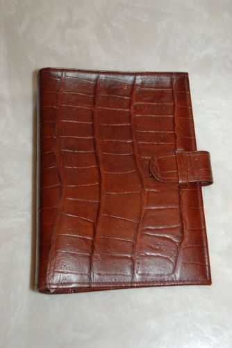 W.A. Goold Brown Croco Leather 6 Ring Folder 5x7, Made in England