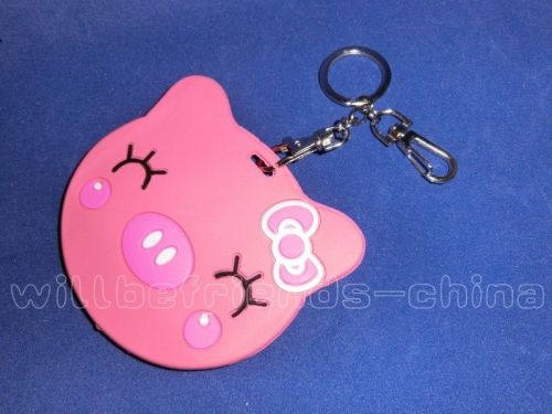 Pink pig piggy head ic id card holder case sheath cover skin bag charm key ring for sale