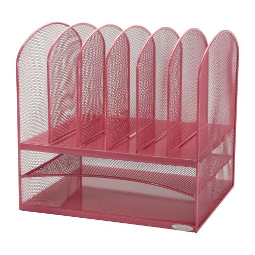 Pink upright desk storage file cabinet binders folders mesh trays wall mount new for sale