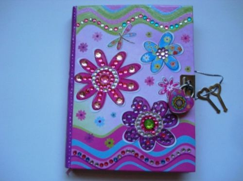 Diary Rhinestone Flower Notebook w/ Lock &amp; Keys