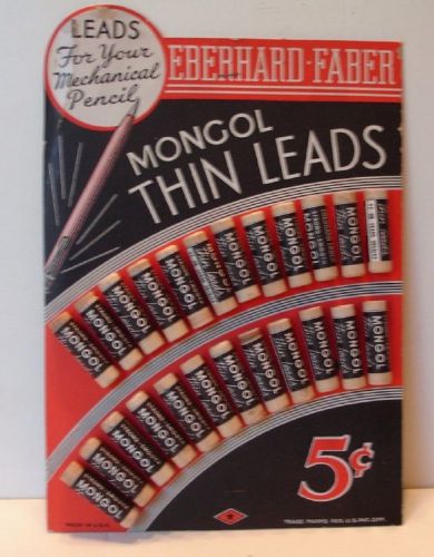 Eberhard Faber Mongol Thin Lead Display-24 Wood Tubes