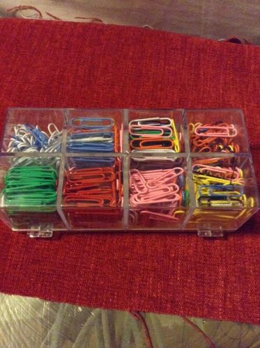 Gbc 800 vinyl coated paper clips - 8 colors - in plastic container *9* for sale