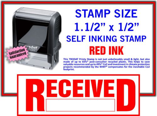 &#034;RECEIVED&#034; Self Inking Rubber Stamp in Red Trodat 9411 Stamper