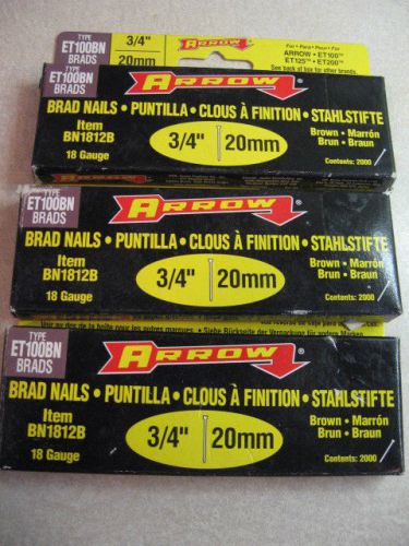 ARROW  TYPE ET100BN 3/4&#034;/ 18 GAUGE BRADS ITEM BN1812B