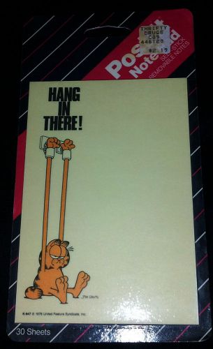NEW! VINTAGE 1987 3M GARFIELD &#034;HANG IN THERE!&#034; POST-IT NOTEPAD 30 SHEETS USA