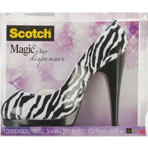 Scotch Zebra Shoe Tape Dispenser 2 Handed With 1 Roll Of Scotch Magic Tape