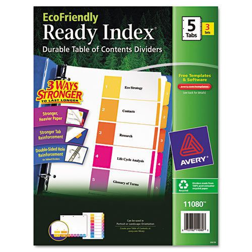 Avery Ready Index Table Of Contents Divider - 5 tabs, 12 sets.