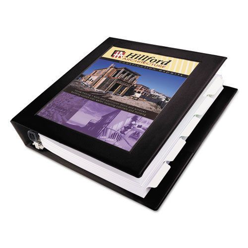Framed view binder with one touch ezd rings, 1-1/2&#034; capacity, black for sale