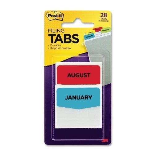 Post-it Monthly Filing Tab PrintedJanuary-December 28/Pack Assorted Tab
