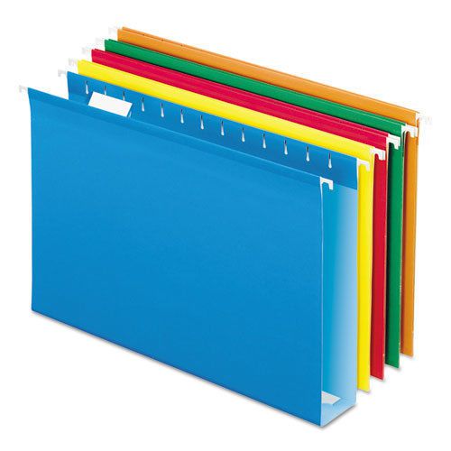 Reinforced 2&#034; Extra Capacity Hanging Folders, Legal, Assorted, 25/Box
