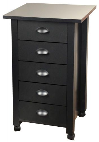 Multi-purpose mobile cart w 5 drawers in black finish [id 26488] for sale