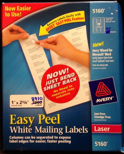 (OPEN BOX SPECIAL) Avery &#034;easy Peel&#034; Mailing Labels 5160 /2910 Labels In Box
