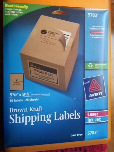 Avery 5783 Internet Shipping Labels, 5-1/2&#034;x8-1/2&#034;, 50/PK, Brown