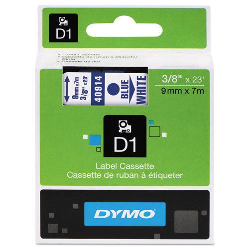 D1 Standard Tape Cartridge for Dymo Label Makers, 3/8in x 23ft, Blue on White