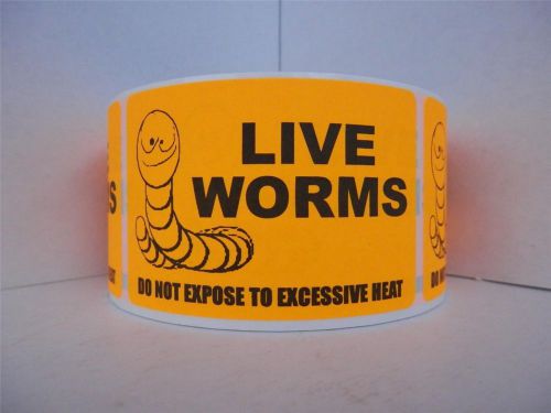 Live worms do not expose to excessive heat sticker label fluor orange 50 labels for sale
