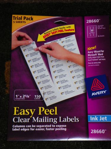 Avery Easy Peel® Clear Address Labels for Inkjet Printers 150 labels 1&#034; x 2-5/8&#034;