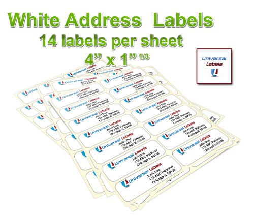 350 1-1/3 x 4&#034; labels -14 labels per sheet - same size as 5162 template