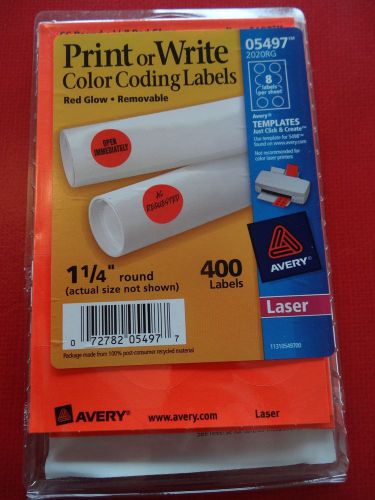 Avery Print or Write Color Coding Labels Red Glow 1 1/4&#034; Round 400 Labels 05497