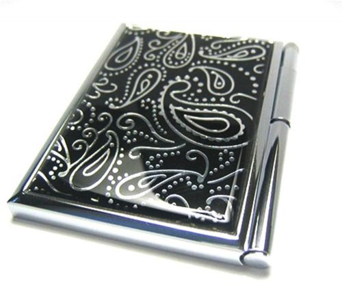 New black metal memo book pad notepad case w/pen for sale