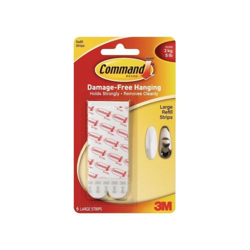 3M Command Damage Free Hanging Refil Strips 6 LARGE (5 lbs) strips FREE SHIPPING