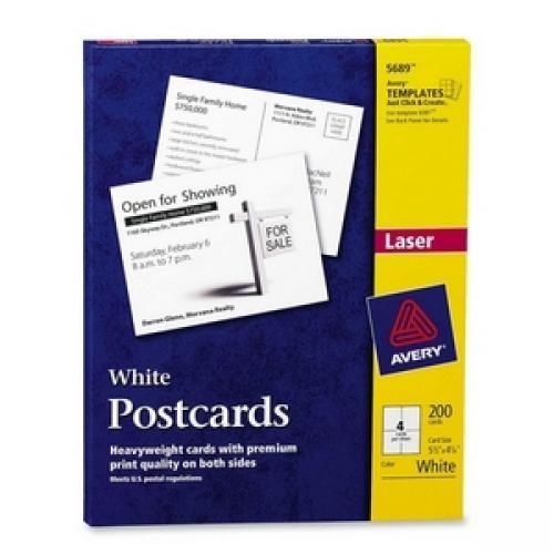 Avery Post Card - 5.5&#034; x 4.25&#034; - Matte - 200 / Box - White 5689