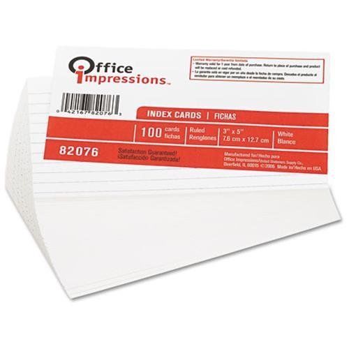 Office Impressions™ Ruled Index Cards, 3 x 5, White, 100/Pack