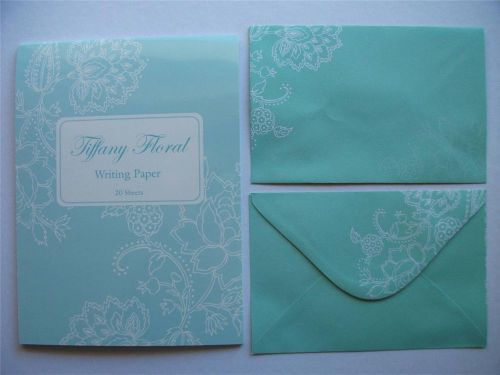 Writing Note Pad Paper &amp; Envelopes Correspondence Set Tiffany Floral Great Gift