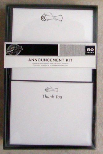 GARTNER Black &amp; White Diploma Announcement Kit, 50ct. BNIB SEALED