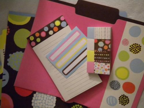 Gartner desk set letter size file filing folder lable note pad sticky flag pink for sale