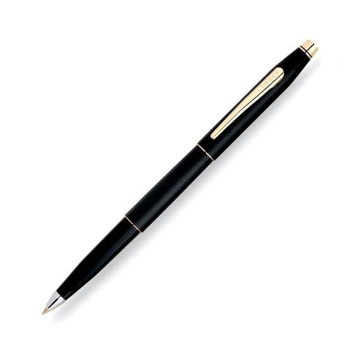 Cross century classic ballpoint pen satin black 23k gold 2502 for sale