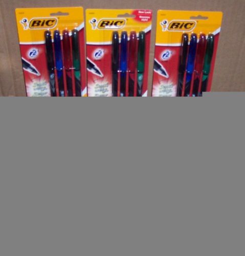 4 pkgs bic z4+ roller ball pens 4 pk asst colors - 16 fine pt pens - 4 colors for sale
