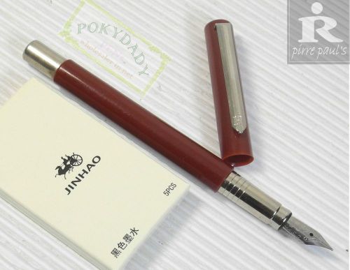 Pirre Paul&#039;s F 101 Fountain Pen WINE RED M nib + 5 JINHAO cartridges BLACK ink