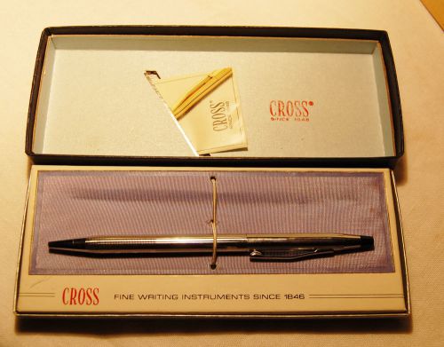 Chrome Cross Blue Ink Ball Point Pen 3501 Cross Cartridge Original Box Pamphlet