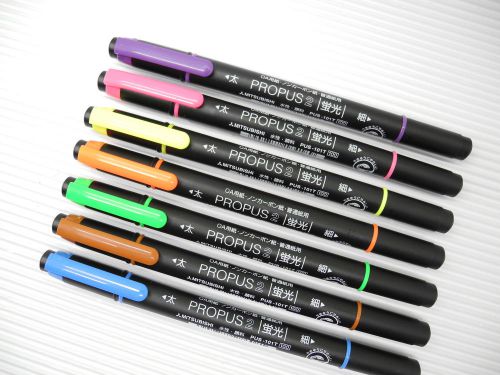 7 Colors  Uni-Ball 101-T 2 Twins head Highlighter with plastic case(Japan)