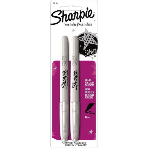 Sharpie fine point permanent markers - metallic silver - 2 pack - 39108pp - bnip for sale