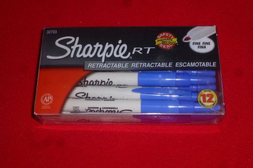 NEW 12 PACK OF BLUE PERMANENT RETRACTABLE SHARPIE MARKERS