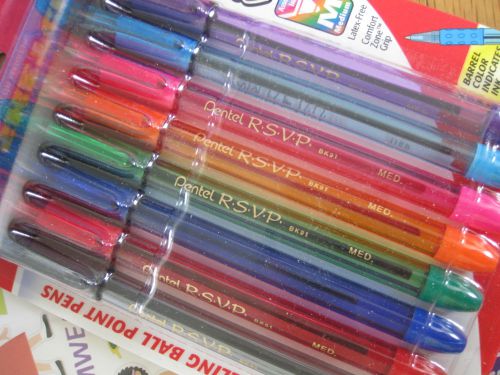 Pentel RSVP 8 Pack Color Pens