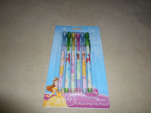 Pack Of 6 Disney Princess Pop-Up Pencils, For Ages 3 &amp; Up, BRAND NEW IN PACKAGE!