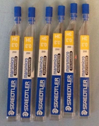 6 Tubes X 12 Staedtler Marsmicro PolyCarbon Pencil Lead Refills Black 0.3mm H