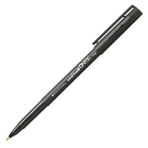 Onyx Stick Roller Ball Pens, Fine Point, Black Ink, Pack of 12 New