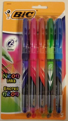 BIC 32843 - Z4+ Rollerball Pens, Neon Inks