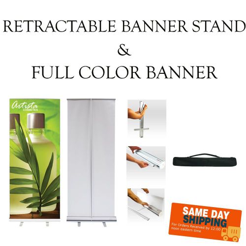 Retractable pop-up banner stand -includes print- free design - same day s&amp;h for sale